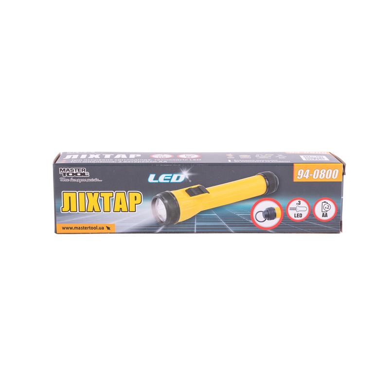 Ліхтар 154*35 мм, 3 x LED, 2 x AA MASTER TOOL 94-0800