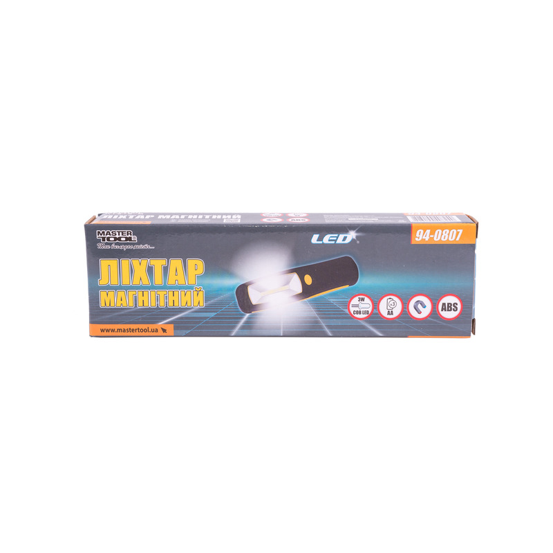 Фонарь магнитный с подвесом, 210*60*28 мм, COB LED, 3 x AA, ABS MASTER TOOL 94-0807