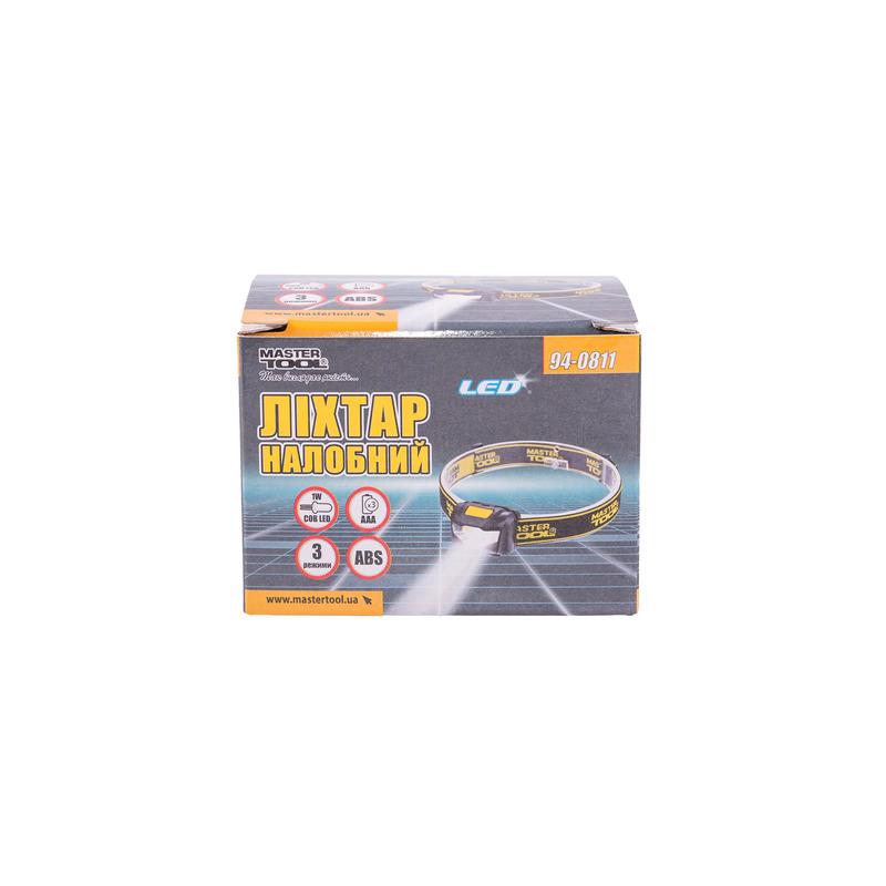 Ліхтар налобний, 3 режими, 59*41*32 мм, COB LED, 3 x AAA, ABS MASTER TOOL 94-0811