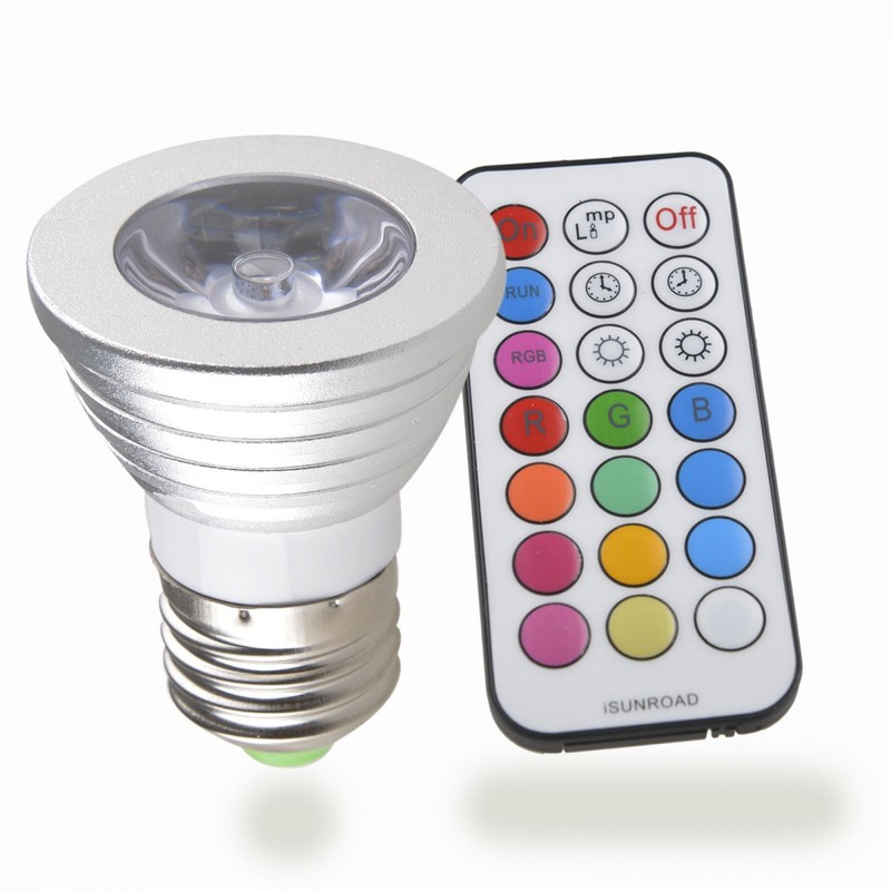 Світлодіодна лампа E27 RGB 3W з пультом 85-265V "LEMANSO" LM294