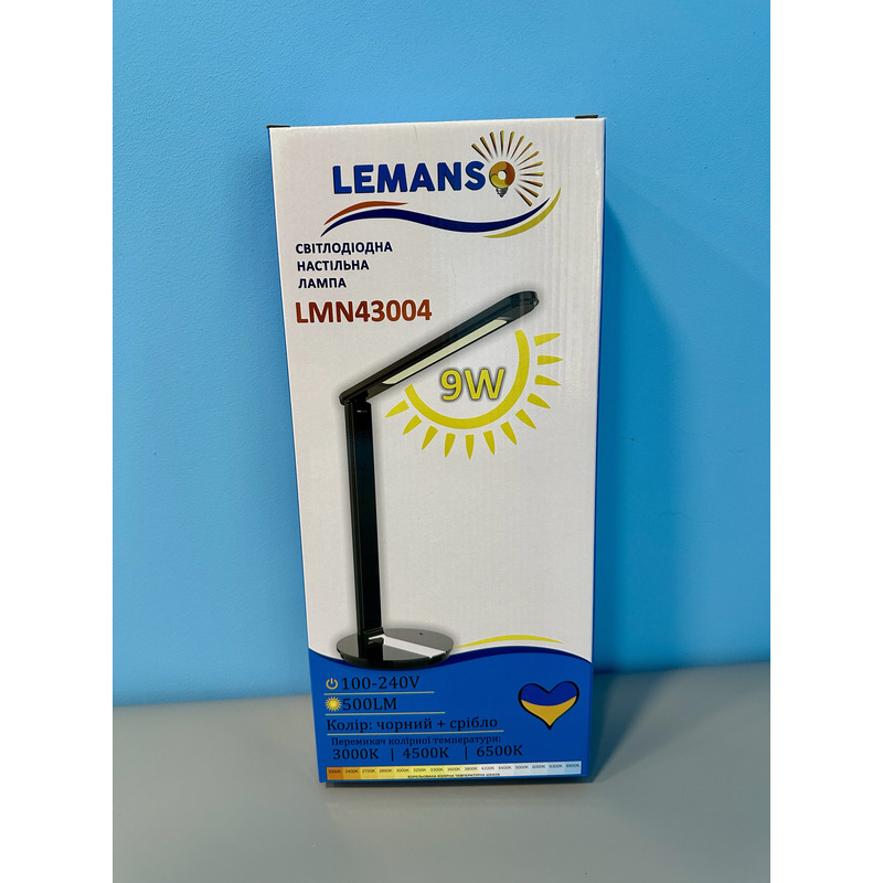 Настольная лампа LED 9W 500LM 230V ABS черно-серебряная "LEMANSO" LMN43004