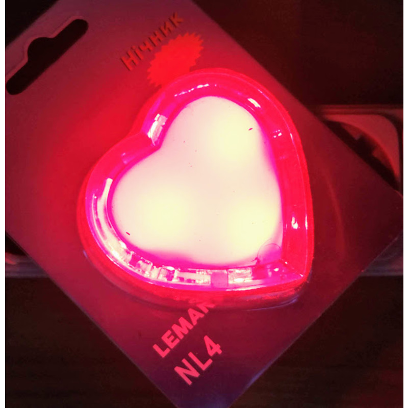Ночник Сердце красный 3 LED "LEMANSO" NL4
