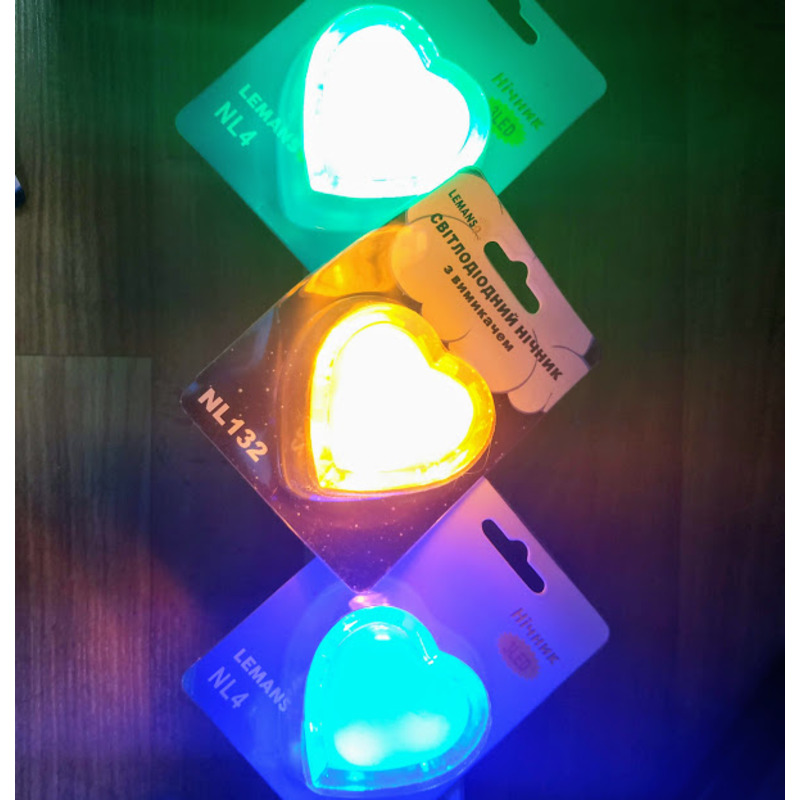 Нічний серце жовтий 3 LED "LEMANSO" NL4
