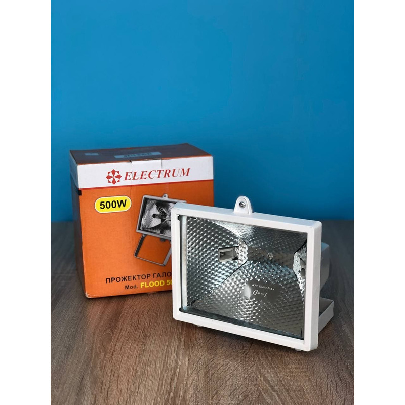 Прожектор галогенний 500W IP44 J118 білий "ELECTRUM" B-FH-0319