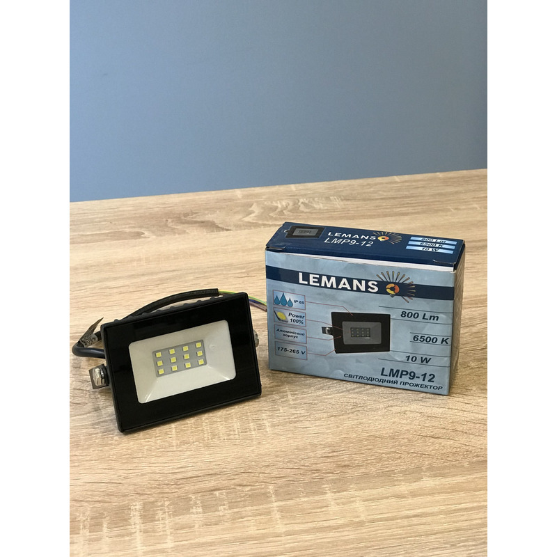 Прожектор светодиодный LED SMD 10w 6500K IP65 800LM чёрный "LEMANSO" LMP9-12