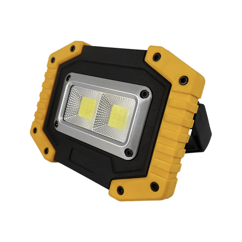 Прожектор LED 10W 2COB 500LM 6500K IP54 желто-черный с USB+кнопка батарейка "LEMANSO" LMP101