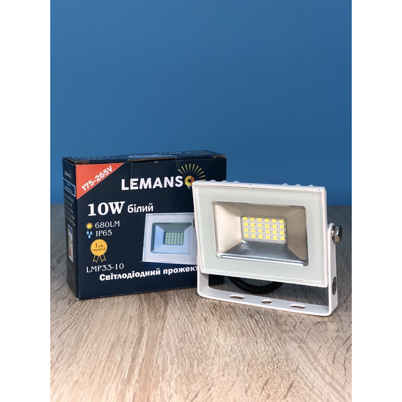 Прожектор светодиодный LED SMD 10w 6500K IP65 680LM белый "LEMANSO" LMP33-10