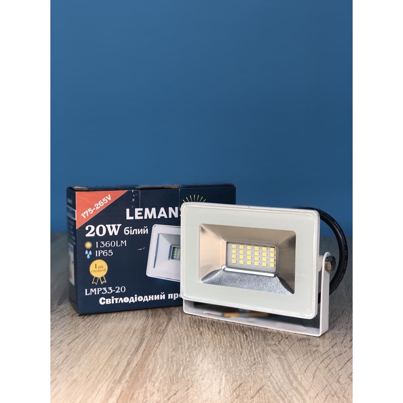 Прожектор светодиодный LED SMD 20w 6500K IP65 1360LM белый "LEMANSO" LMP33-20