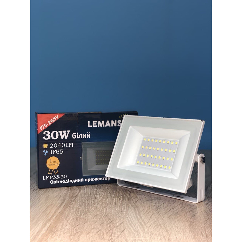 Прожектор светодиодный LED SMD 30w 6500K IP65 2040LM белый "LEMANSO" LMP33-30