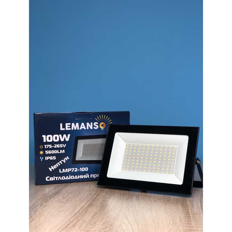 Прожектор светодиодный LED SMD 100w 6500K IP65 5600LM "Нептун" чёрный"LEMANSO" LMP72-100