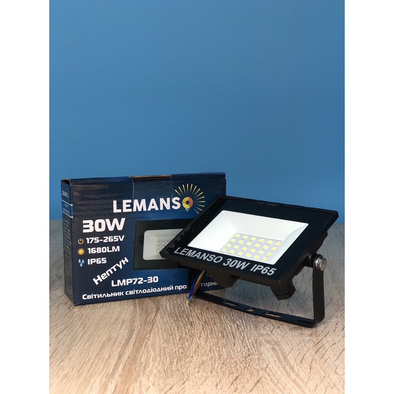 Прожектор светодиодный LED SMD 30w 6500K IP65 1680LM "Нептун" чёрный "LEMANSO" LMP72-30