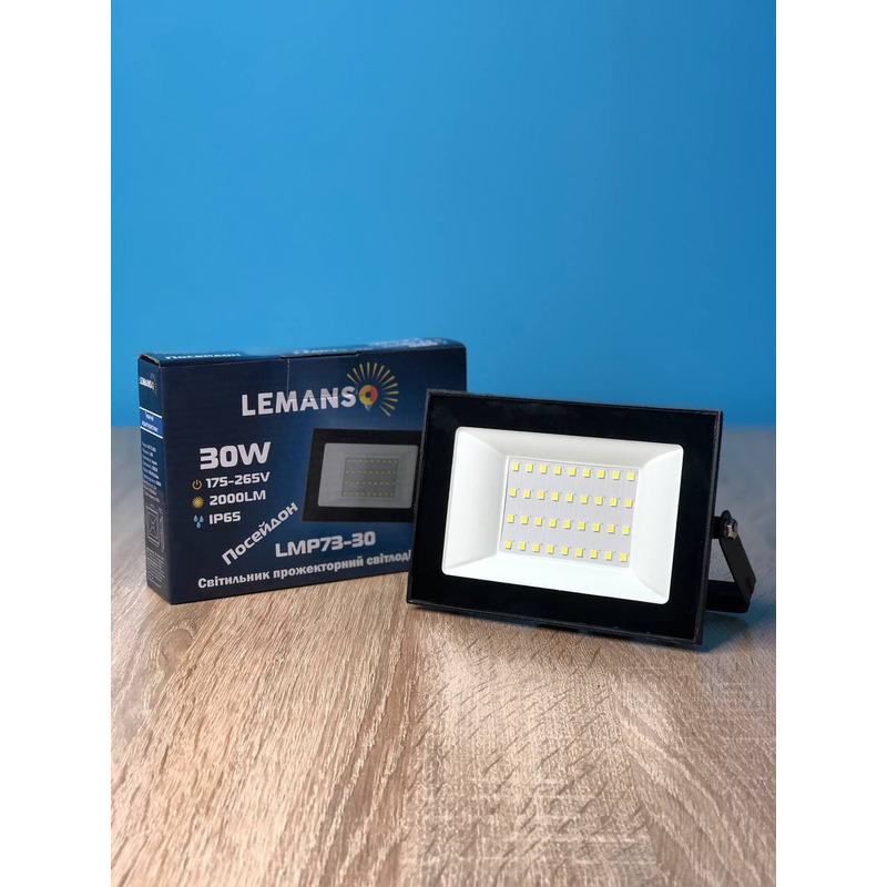 Прожектор светодиодный LED SMD 30w 6500K IP65 1800LM "Посейдон"чёрный "LEMANSO" LMP73-30