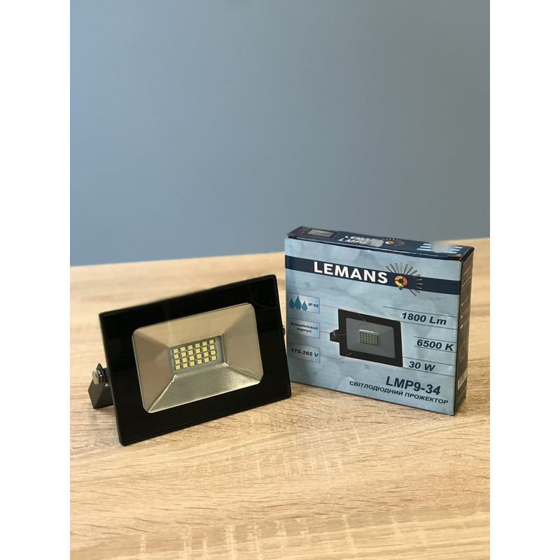 Прожектор светодиодный LED SMD 30w 6500K IP65 1800LM чёрный "LEMANSO" LMP9-34