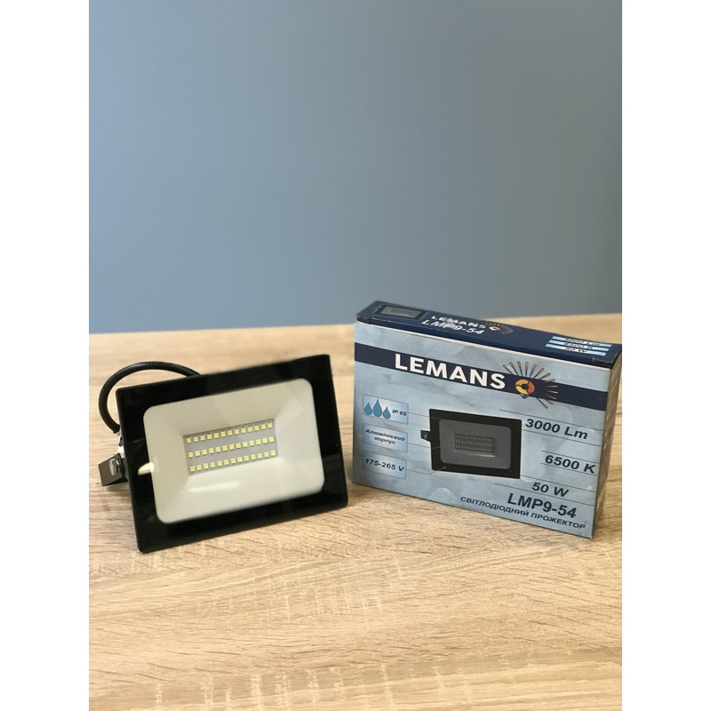 Прожектор светодиодный LED SMD 50w 6500K IP65 3000LM чёрный "LEMANSO" LMP9-54