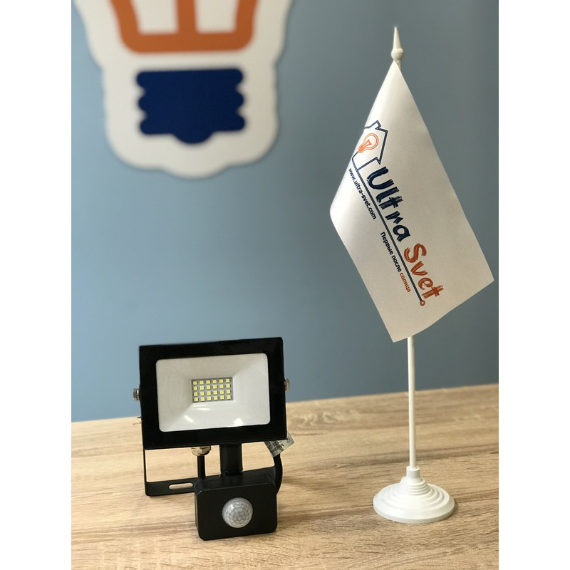 Прожектор светодиодный LED SMD 50w 6500K IP65 3000LM с датчиком чёрный "LEMANSO" LMPS58
