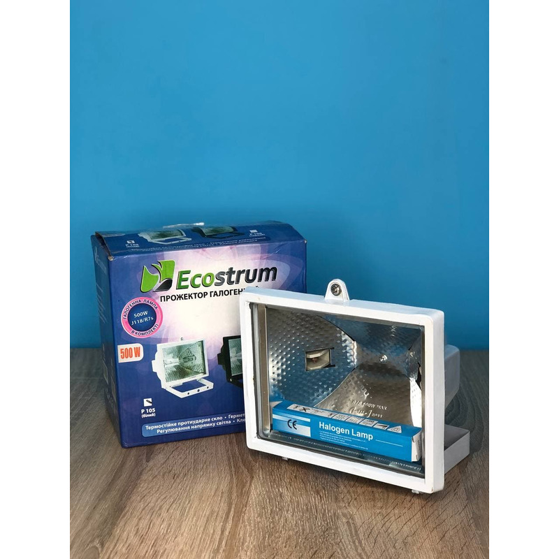 Прожектор галогенний 500W IP44 J118 білий "ECOSTRUM" Р105