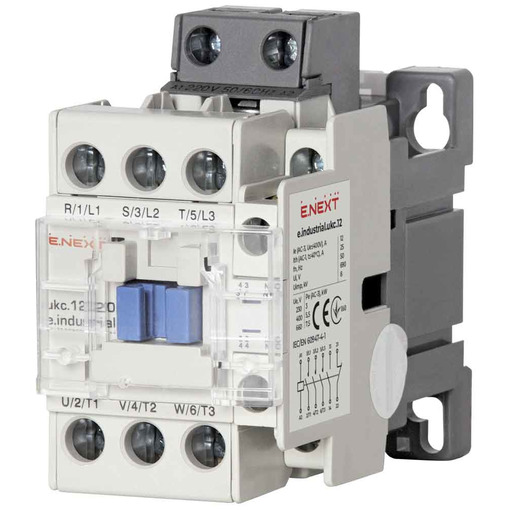 Контактор e.industrial.ukc.12.220, 12А, 220В, no+nc "E.NEXT" i.0090002