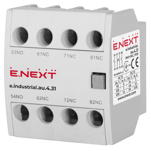 Додатковий контакт e.industrial.au.4.31, 3no+1nc "E.NEXT" i0140004