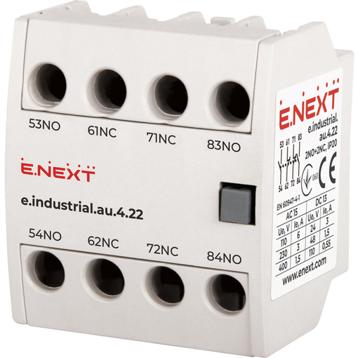Додатковий контакт e.industrial.au.4.22, 2no+2nc "E.NEXT" i0140007