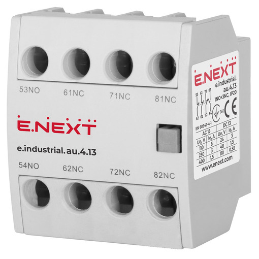 Додатковий контакт e.industrial.au.4.13, 1no+3nc "E.NEXT" i0140008