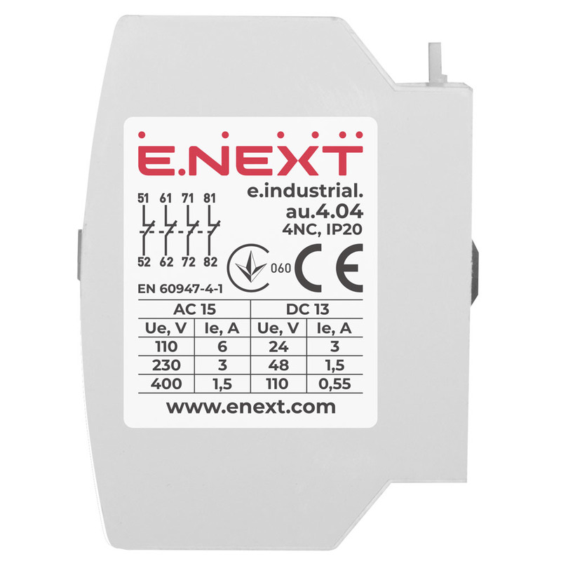 Додатковий контакт e.industrial.au.4.04, 4nc "E.NEXT" i0140009