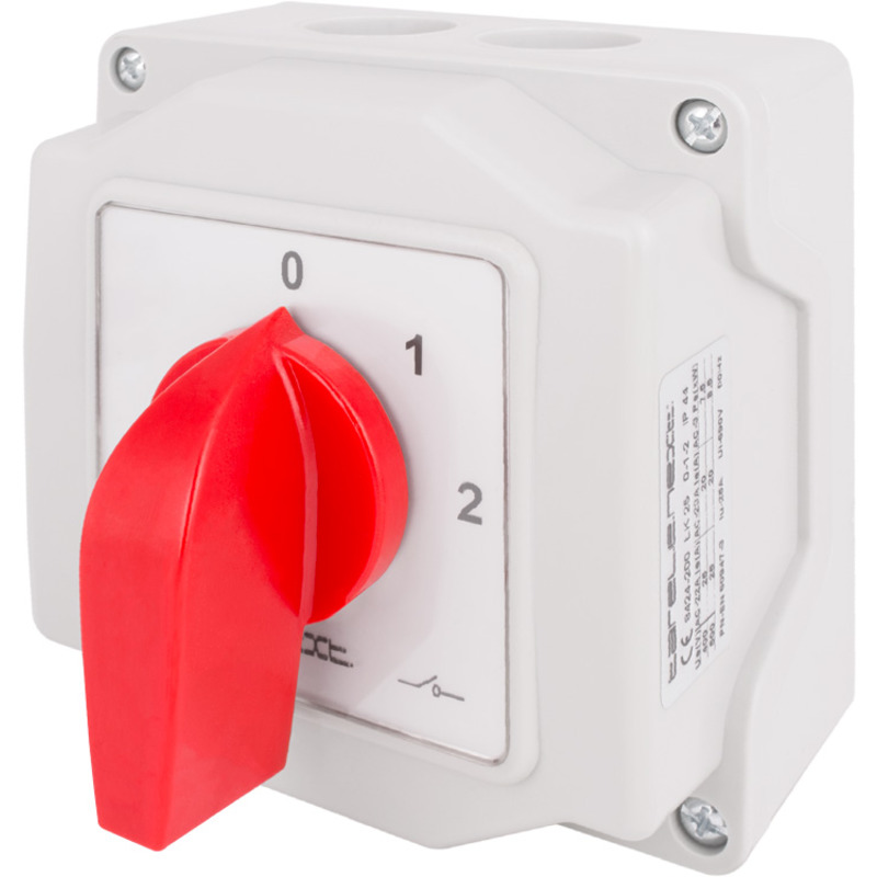 Пакетный переключатель LK25/4.322-ОВ/45 в корпусе, 0-1-2, 25А, IP44 "E.NEXT" 8424-200