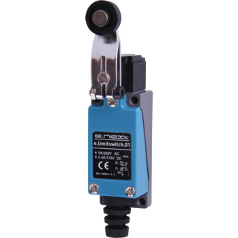 Вимикач кінцевий e.limitswitch.01, 5А, 1NO+1NC, важіль із роликом "E.NEXT" s0070005