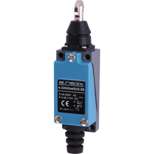 Вимикач кінцевий e.limitswitch.06, 5А, 1NO+1NC, штовхач із вертикальним роликом "E.NEXT" s0070010