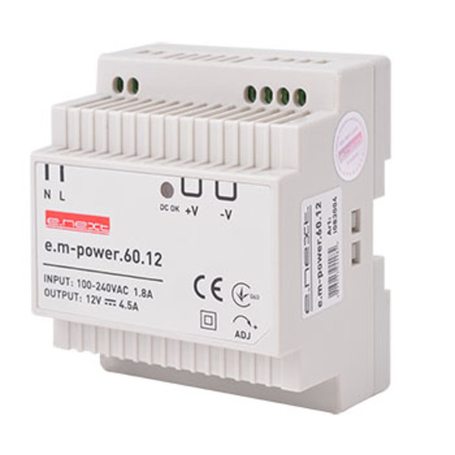 Блок живлення на DIN-рейку em-power.60.12 60Вт, DC12В "E.NEXT" i083004