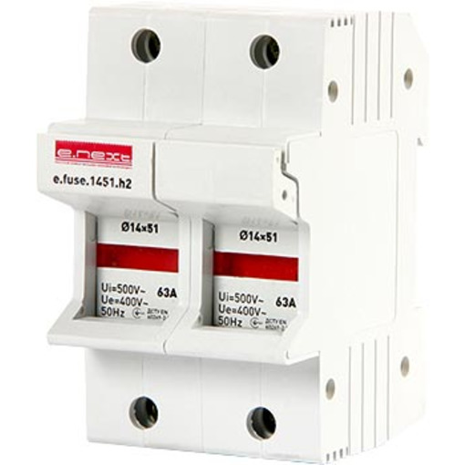 Утримувач запобіжника на DIN-рейку e.fuse.1451.h2, під запобіжник 14х51, 2р, 2-63А. "E.NEXT" i0300005