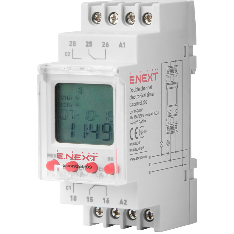 Реле часу електронне тижневе двоканальне e.control.t09 "E.NEXT" i0310012