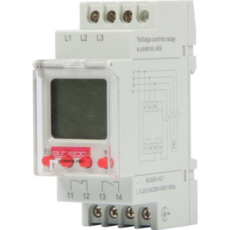 Реле контролю напруги трифазне цифрове e.control.v06 "E.NEXT" p0690011