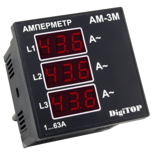 Амперметр Aм-3м (зовнішній ТТ) трифазний щитовий "DigiTOP"