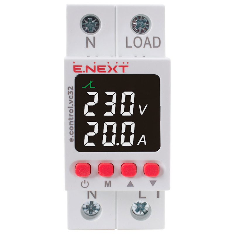 Реле контролю напруги та струму однофазне 32А з індикацією e.control.vc32 "E.NEXT" p0690028