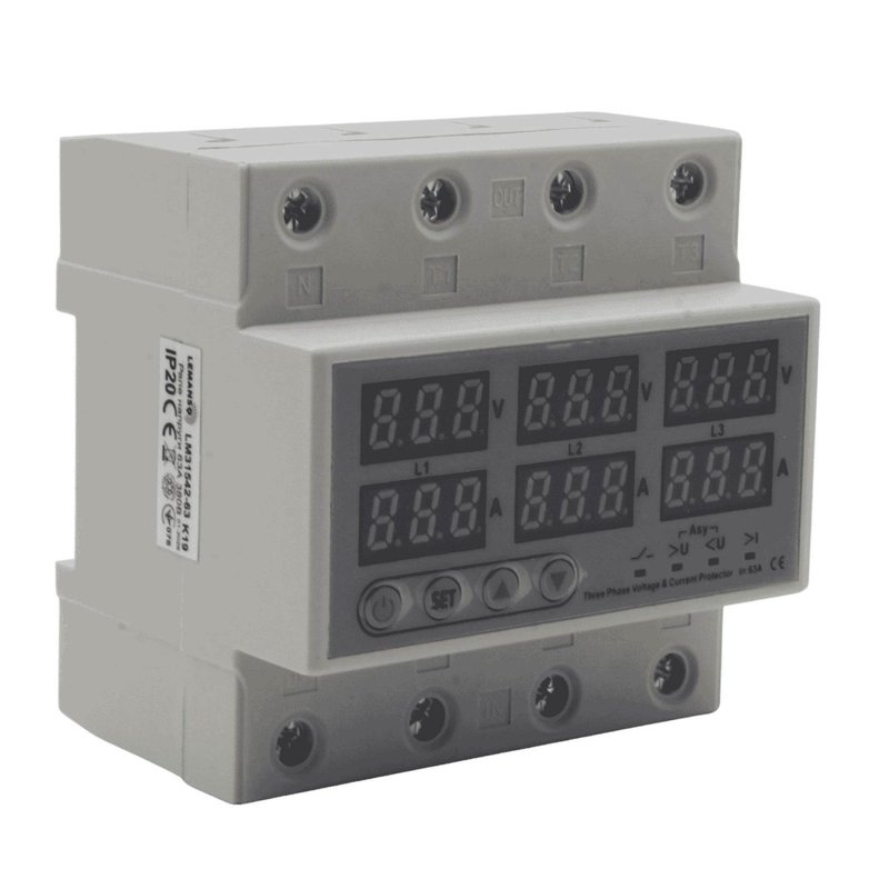 Реле напруги 3 фазне 63A "Щит" гарантія 2 роки "LEMANSO"  LM31542-63А