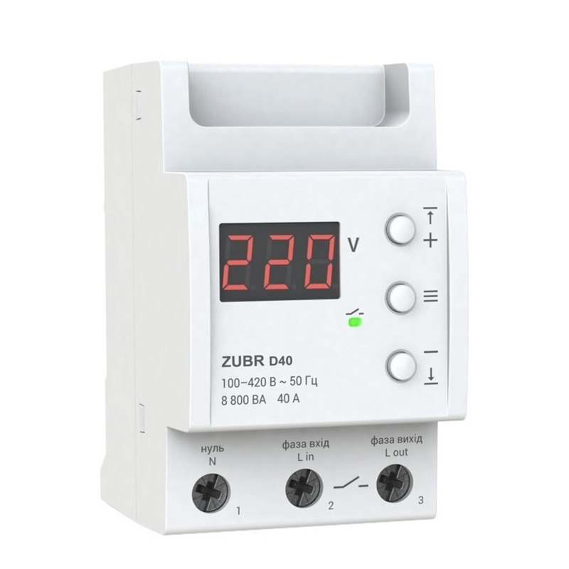 Реле напруги 40 А (max 50 А), 8 800 ВА "ZUBR" D40