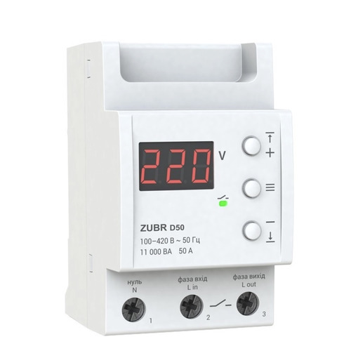 Реле напруги 50 А (max 60 A), 11 000 ВА "ZUBR" D50