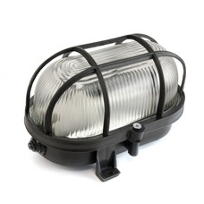 Світильник овал металевий 60W з решіткою чорний + клямка чорна "LEMANSO" BL-1412