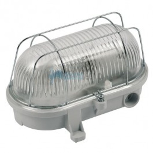 Світильник овал металевий 60W з гратами білий + клямка біла "LEMANSO" BL-1412